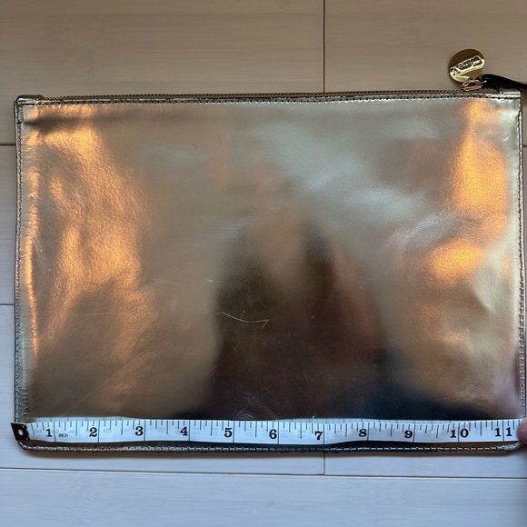 Clare V. Flat Clutch in Silver Leather